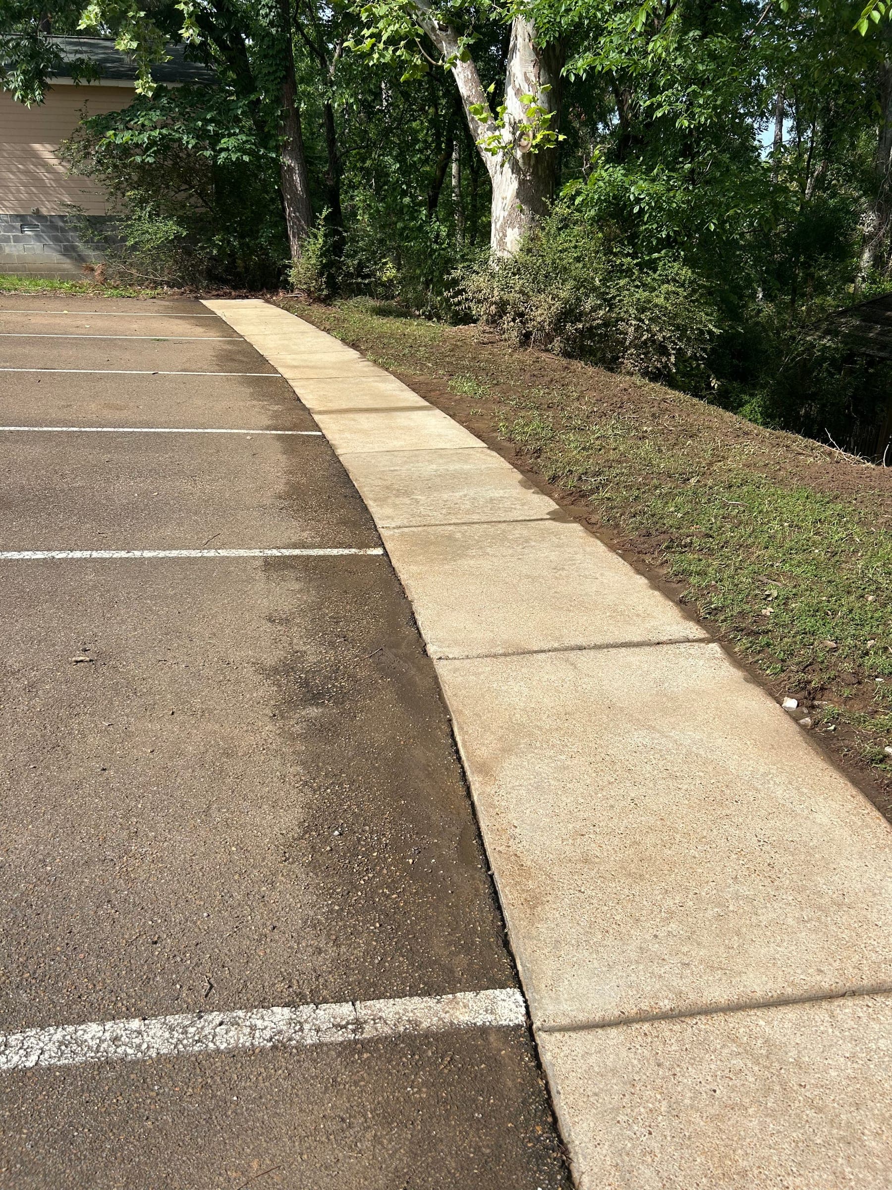 Long clean walkway bordered by grass